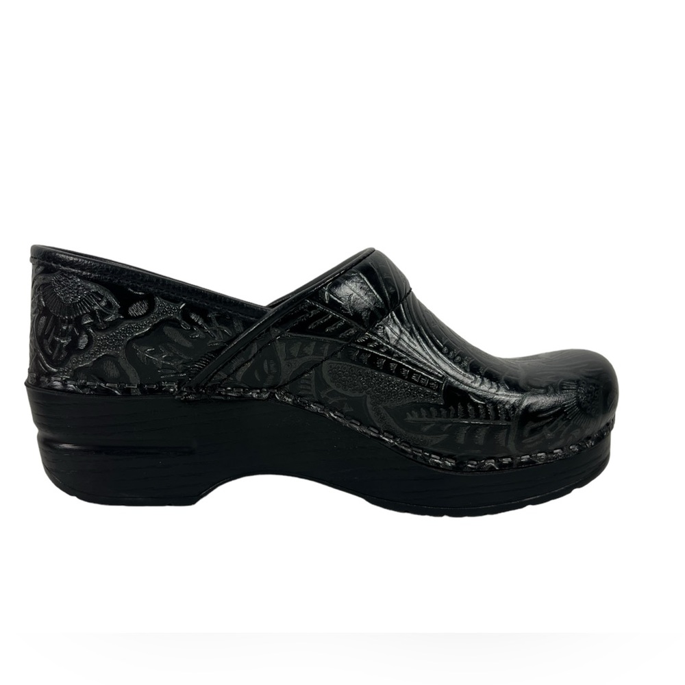 Dansko Black Tooled Leather Professional Clog Shoes Womens EU 36 US 5.5-6 - Picture 4 of 12